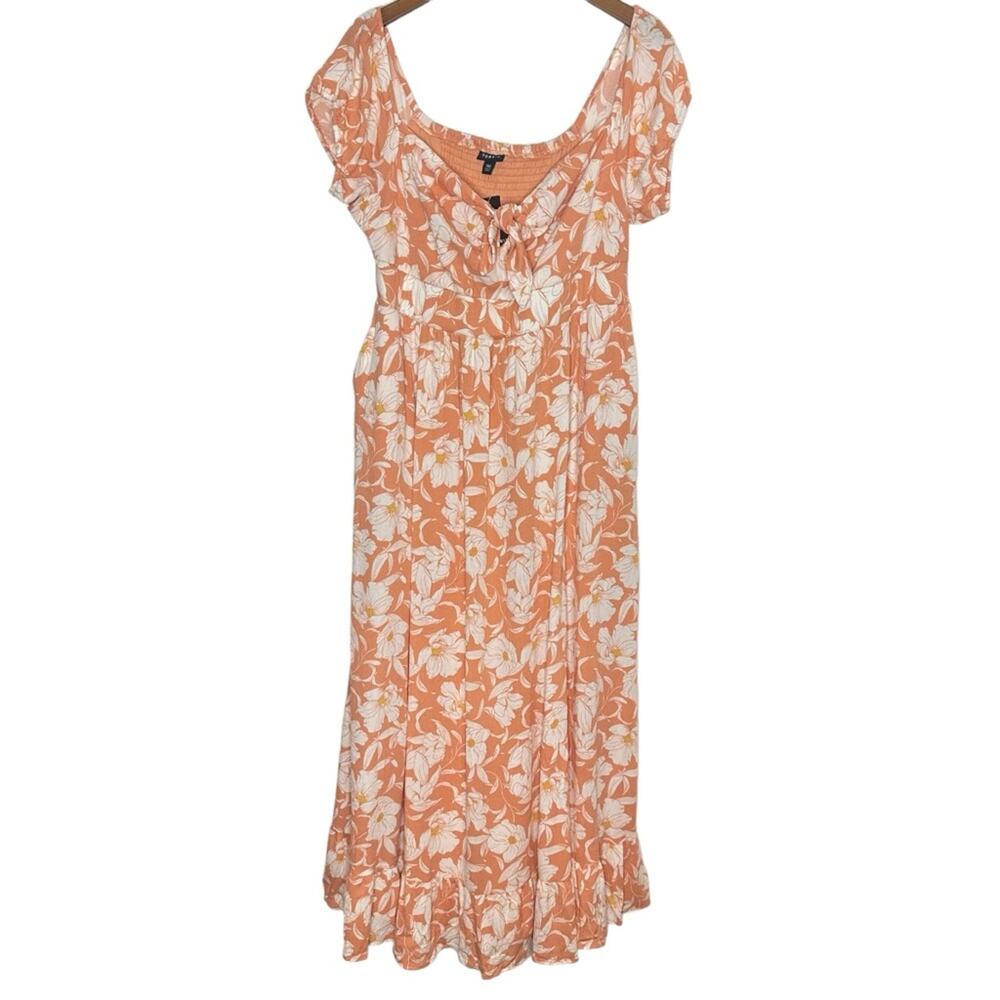 NWT Torrid Maxi Gauze Off Shoulder Tie Front Dress Size M/L Charlotte Floral - Picture 4 of 10